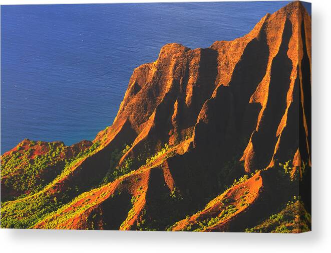 Kalalau Canvas Print featuring the photograph Kalalau Valley Sunset in Kauai by Hegde Photos