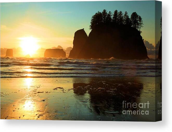 Olympic National Park Second Beach Canvas Print featuring the photograph La Push Sunset by Adam Jewell