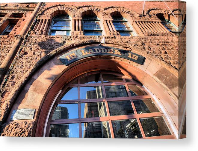 Boston Fire Dept Canvas Print featuring the photograph Ladder 15 by JC Findley
