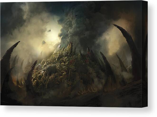 Magic The Gathering Canvas Print featuring the mixed media Lair of the Ashen Idol by Philip Straub