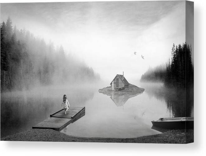 Inspiration Canvas Print featuring the digital art Lake House by Matt Hanson