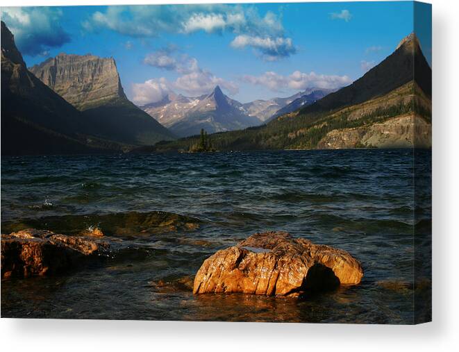 Lake St Mary Canvas Print featuring the photograph Lake St Mary Glacier National Park by Benjamin Dahl