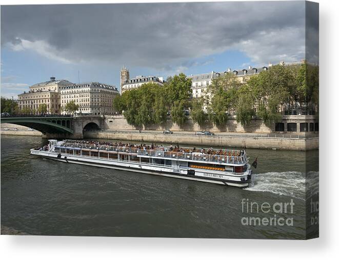 Bateau Canvas Print featuring the photograph Leisure cruise boat in Paris by Fabrizio Ruggeri