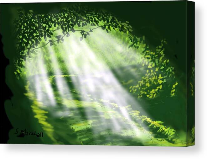 Landscape Canvas Print featuring the painting Light of the Forest by Glenn Marshall