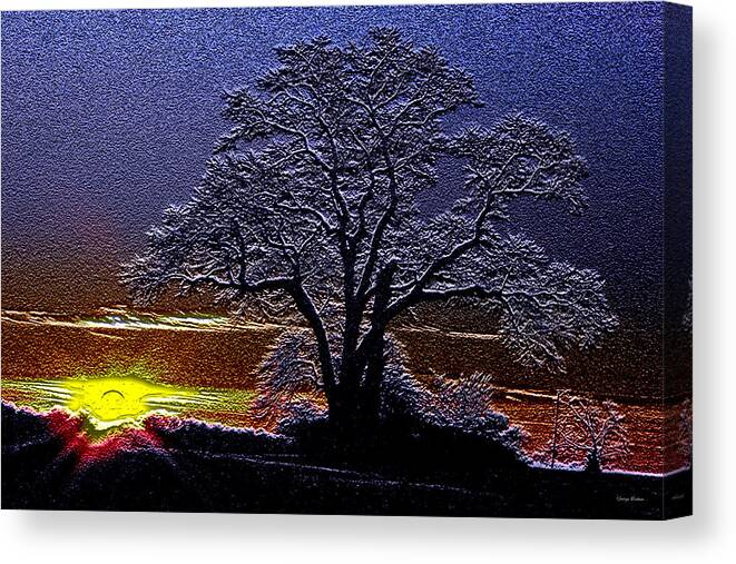 Tree Canvas Print featuring the photograph Lone Tree at Sunrise Art by George Bostian