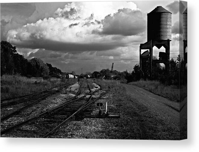 Trains Canvas Print featuring the photograph Lonely Water Tower by Randall Cogle