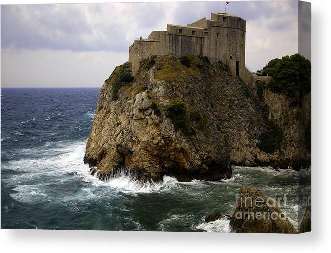 Dubrovnik Canvas Print featuring the photograph Lovrijenac Tower in Dubrovnik close up by Madeline Ellis