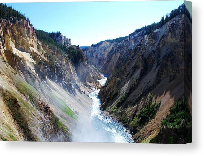 Lower Falls Canvas Print featuring the photograph Lower falls - Yellowstone by Dany Lison