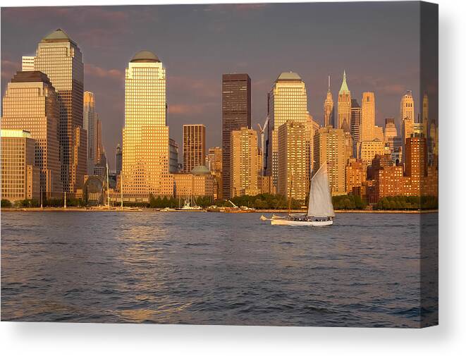 Nyc Canvas Print featuring the photograph Lower Manhattan - End of the Day by Frank Mari