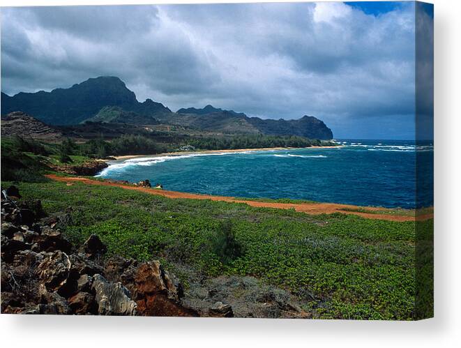  Kauai Canvas Print featuring the photograph Maha'ulepu Beach by Kathy Yates