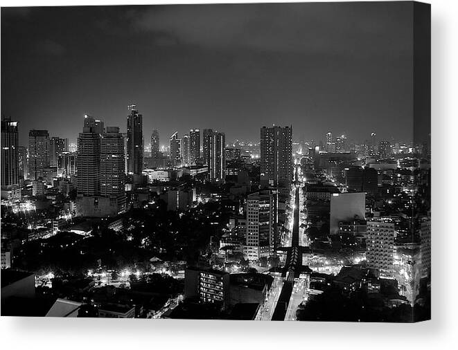 ARTCANVAS Manila Philippines Skyline At Night Square Canvas Art Print