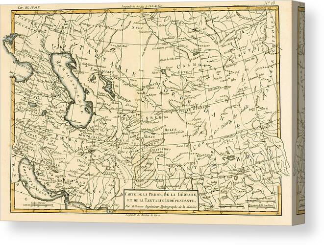 Maps Canvas Print featuring the painting Map of Persia by Guillaume Raynal