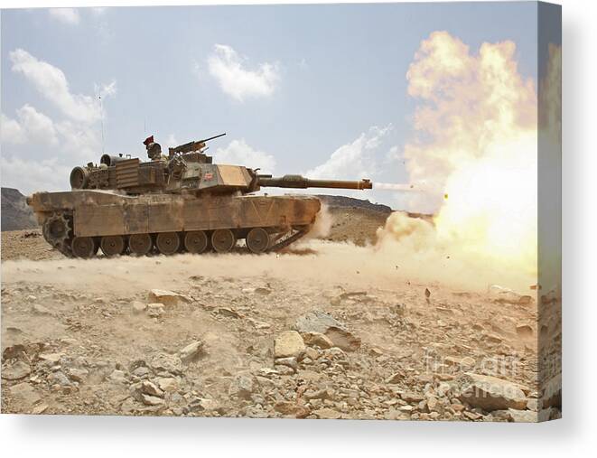 Eruption Canvas Print featuring the photograph Marines Bombard Through A Live Fire by Stocktrek Images