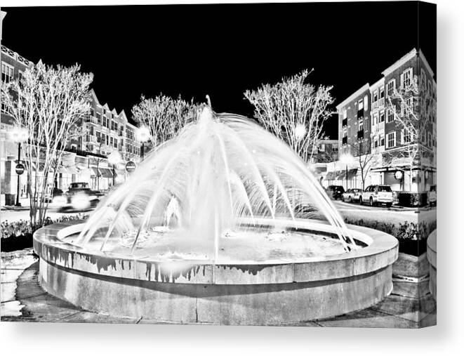 Market Common Canvas Print featuring the photograph Market Common Fountain Infrared by Bill Barber