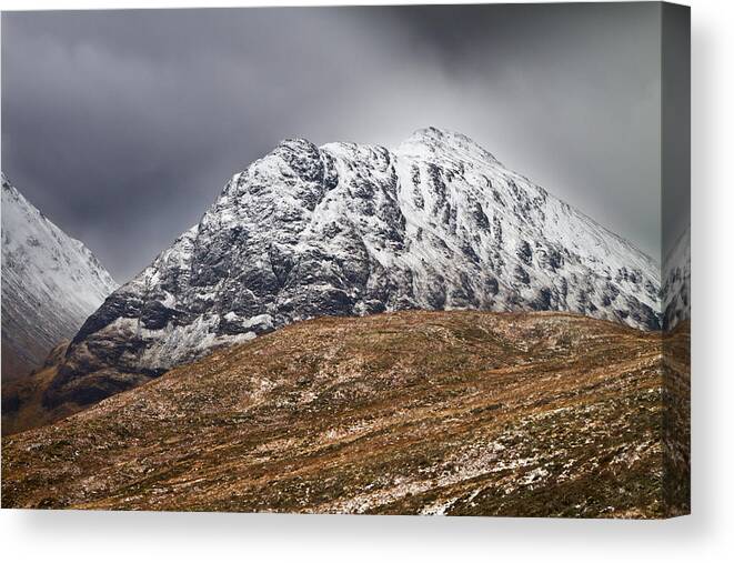 Britain Canvas Print featuring the photograph Meall Dearg mountain at Glencoe Scotland by Gabor Pozsgai