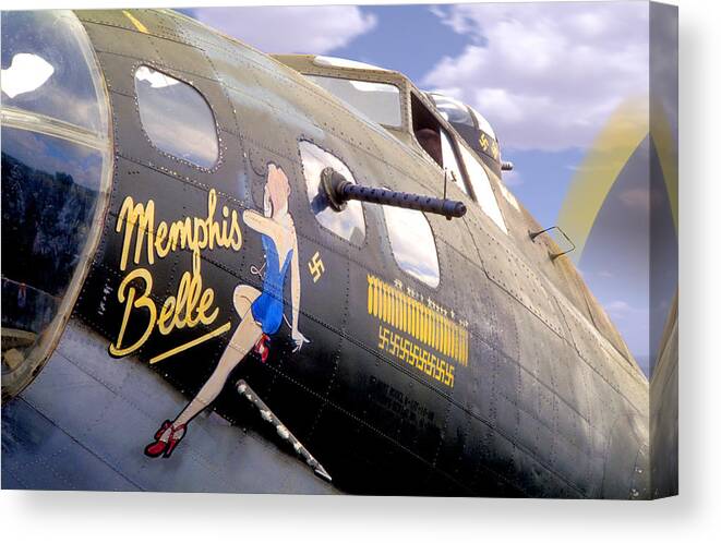 Warbird Canvas Print featuring the photograph Memphis Belle Noce Art B - 17 by Mike McGlothlen
