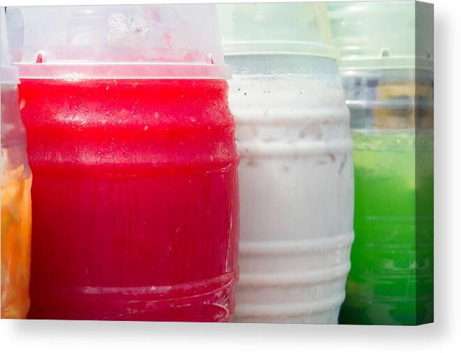 Coconut Juice Canvas Print featuring the photograph Mexican Fruit Juices by Dina Calvarese