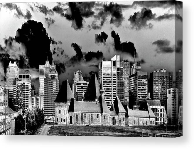 Clouds Canvas Print featuring the photograph Montreal Skyline by Burney Lieberman