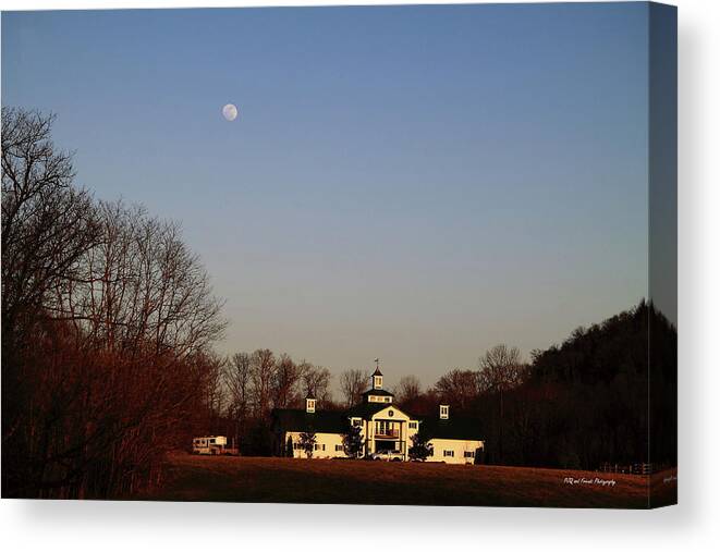  Canvas Print featuring the photograph 'Moon Over Crescent Farm' by PJQandFriends Photography