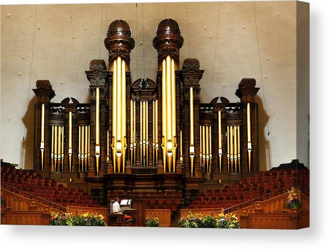 Mormon Canvas Print featuring the photograph Mormon Tabernacle Pipe Organ by Marilyn Hunt