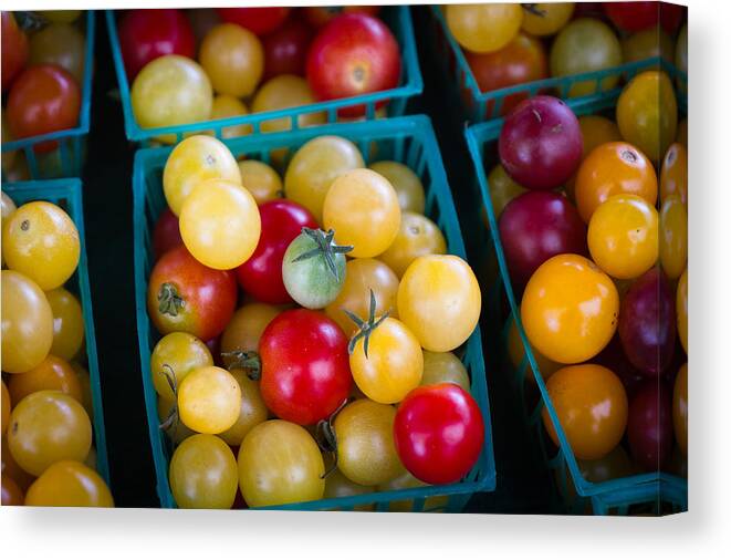 Colorful Canvas Print featuring the photograph Multicolored Baby Tomatoes by Dina Calvarese