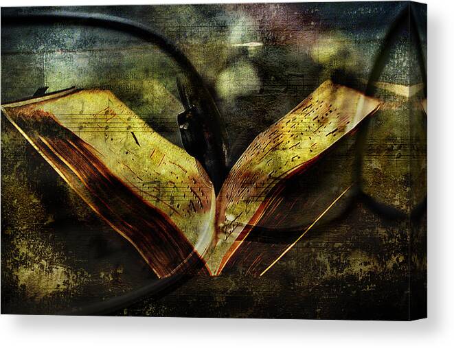 Books Canvas Print featuring the digital art Music Reading by Diane Dugas
