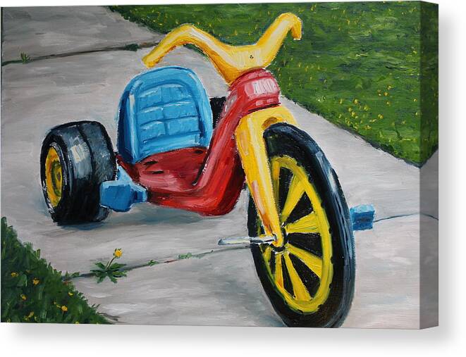 Trike Canvas Print featuring the painting My First Ride by Daniel W Green