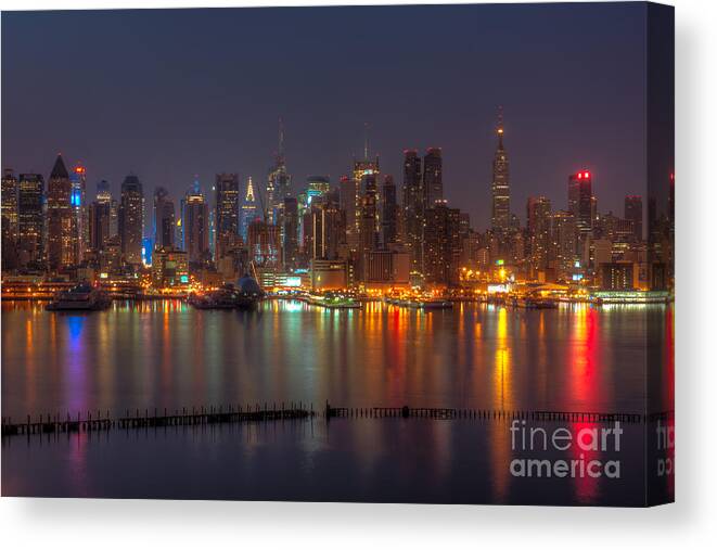 Clarence Holmes Canvas Print featuring the photograph New York City Skyline Morning Twilight XIII by Clarence Holmes