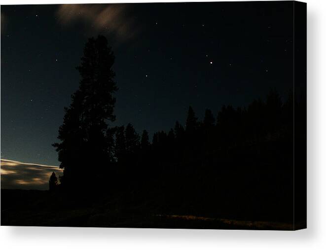 Night Sky Canvas Print featuring the photograph Night Sky Yellowstone National Park by Benjamin Dahl