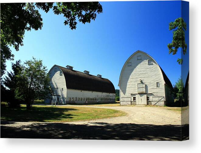 Nisqually Canvas Print featuring the photograph Nisqually Two Barns by Chris Anderson