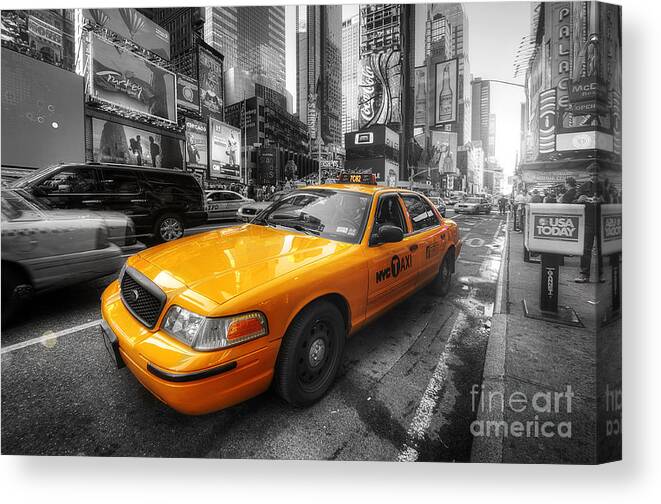 Art Canvas Print featuring the photograph NYC Yellow Cab by Yhun Suarez