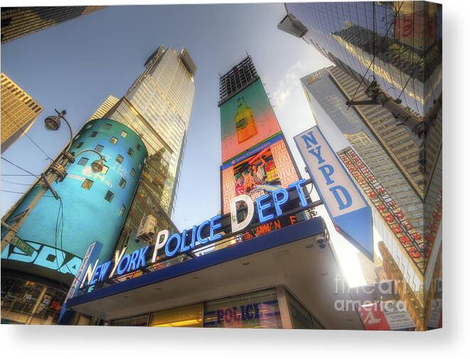 Art Canvas Print featuring the photograph NYPD Station by Yhun Suarez