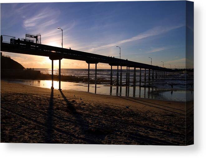 Pier Canvas Print featuring the photograph Ocean Beach Sunset by Steve Parr