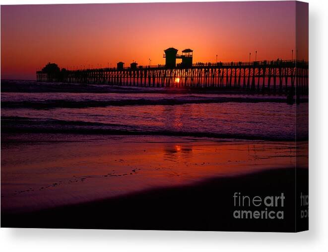 Sunset Canvas Print featuring the photograph Oceanside PIer Sunset by Daniel Knighton