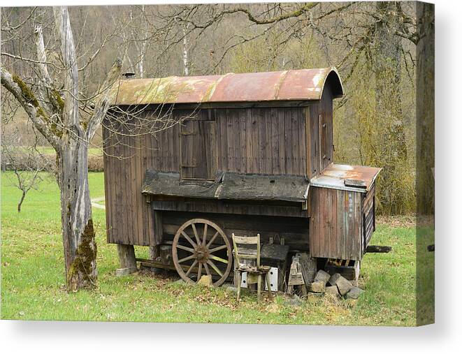 Trailer Canvas Print featuring the photograph Old wooden construction trailer by Matthias Hauser