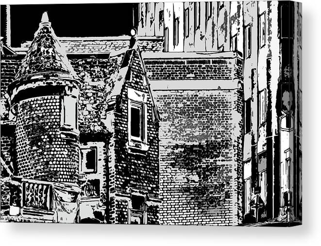 Bw Canvas Print featuring the photograph Oldandnew by Burney Lieberman