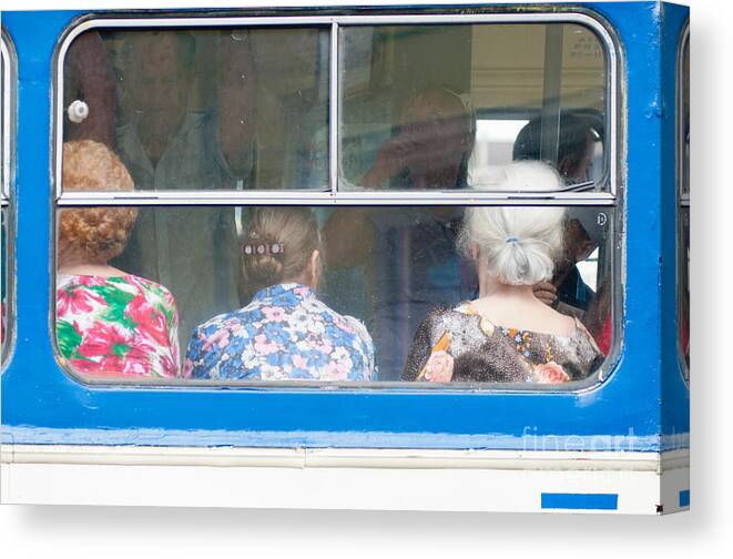3 Canvas Print featuring the photograph On the bus in Yalta by Andrew Michael
