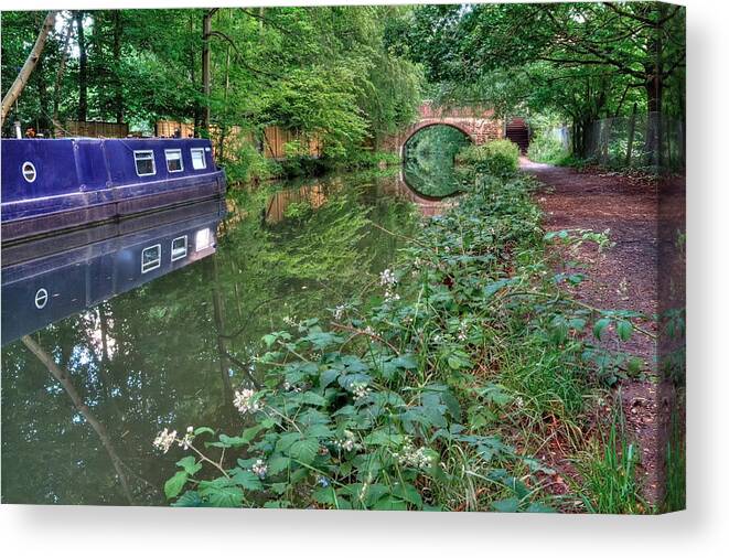 Landscape Canvas Print featuring the photograph On the Canal by Shirley Mitchell