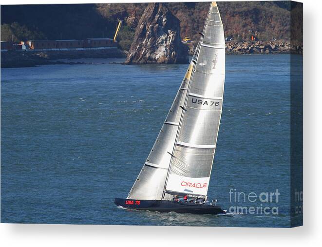 San Francisco Canvas Print featuring the photograph Oracle Racing Team USA 76 International America's Cup Sailboat . 7D8069 by Wingsdomain Art and Photography
