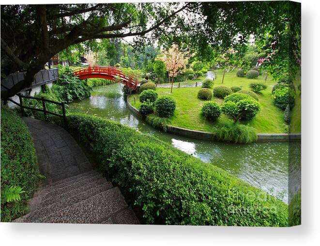 Oriental Garden Canvas Print featuring the photograph Oriental Garden by Gary Bridger