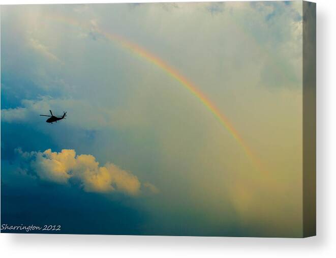 Helicopter Canvas Print featuring the photograph Over the Rainbow by Shannon Harrington