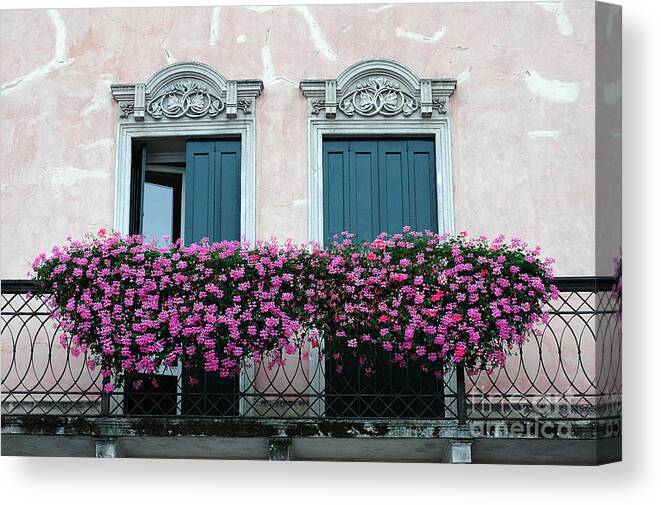 Padua Canvas Print featuring the photograph Padua balcony and window boxes by Mike Nellums