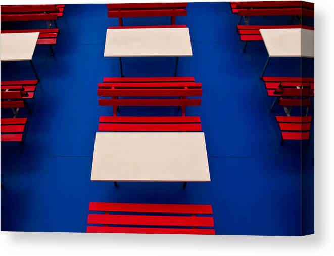 Pattern Canvas Print featuring the photograph Patterned Benches by Justin Albrecht
