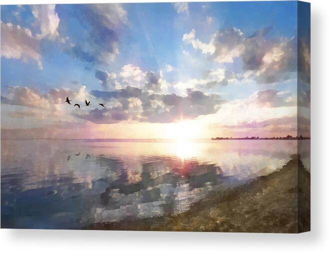 Sunrise Canvas Print featuring the digital art Peaceful Sunrise by Frances Miller