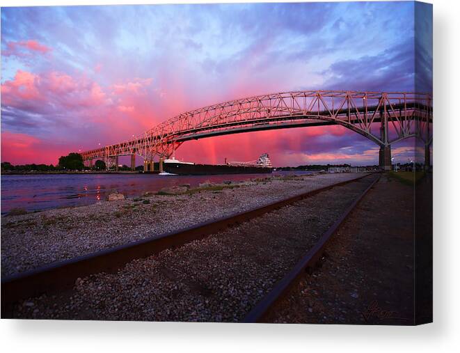 Port Canvas Print featuring the photograph Pink and Blue by Gordon Dean II