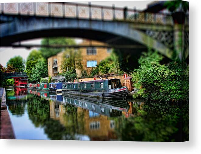 Canal Canvas Print featuring the photograph Playing with Canal Boats by Heather Applegate