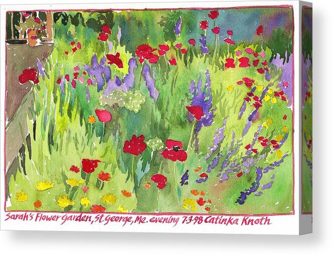  Canvas Print featuring the painting Poppy Flower Garden Saint George Peninsula Maine by Catinka Knoth