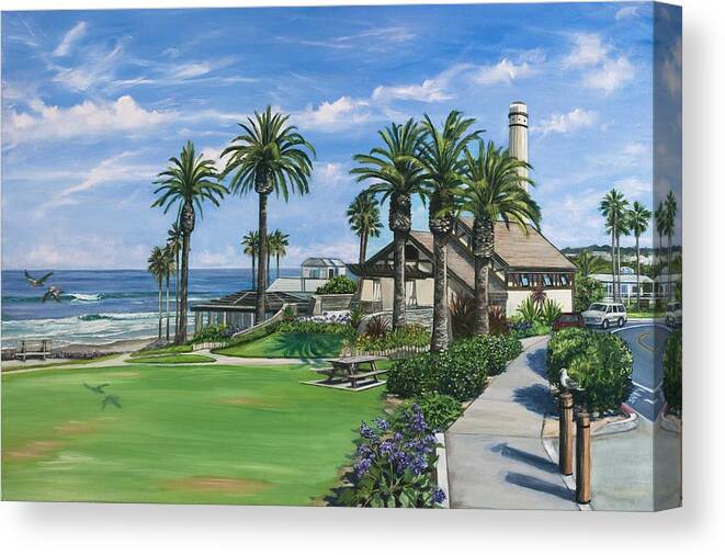 Del Mar Canvas Print featuring the painting Powerhouse Park by Lisa Reinhardt