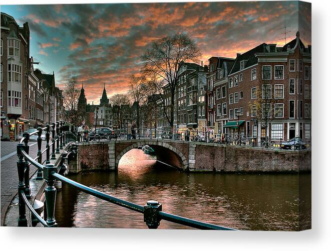 Holland Amsterdam Canvas Print featuring the photograph Prinsengracht and Reguliersgracht. Amsterdam by Juan Carlos Ferro Duque