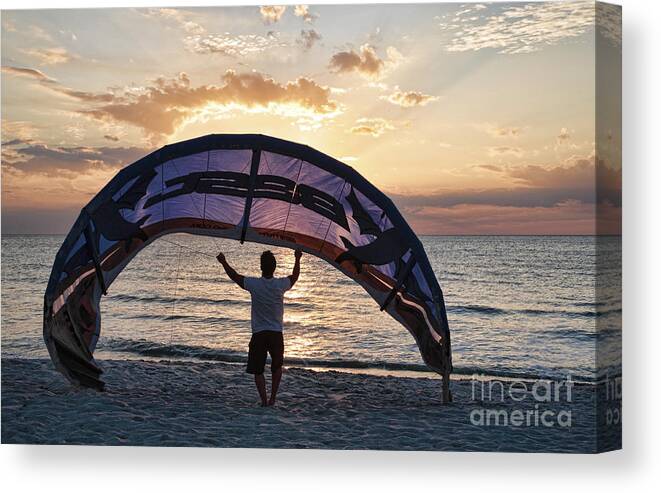 Beach Canvas Print featuring the photograph Putting Away the Kite At Clam Pass at Naples Florida by William Kuta